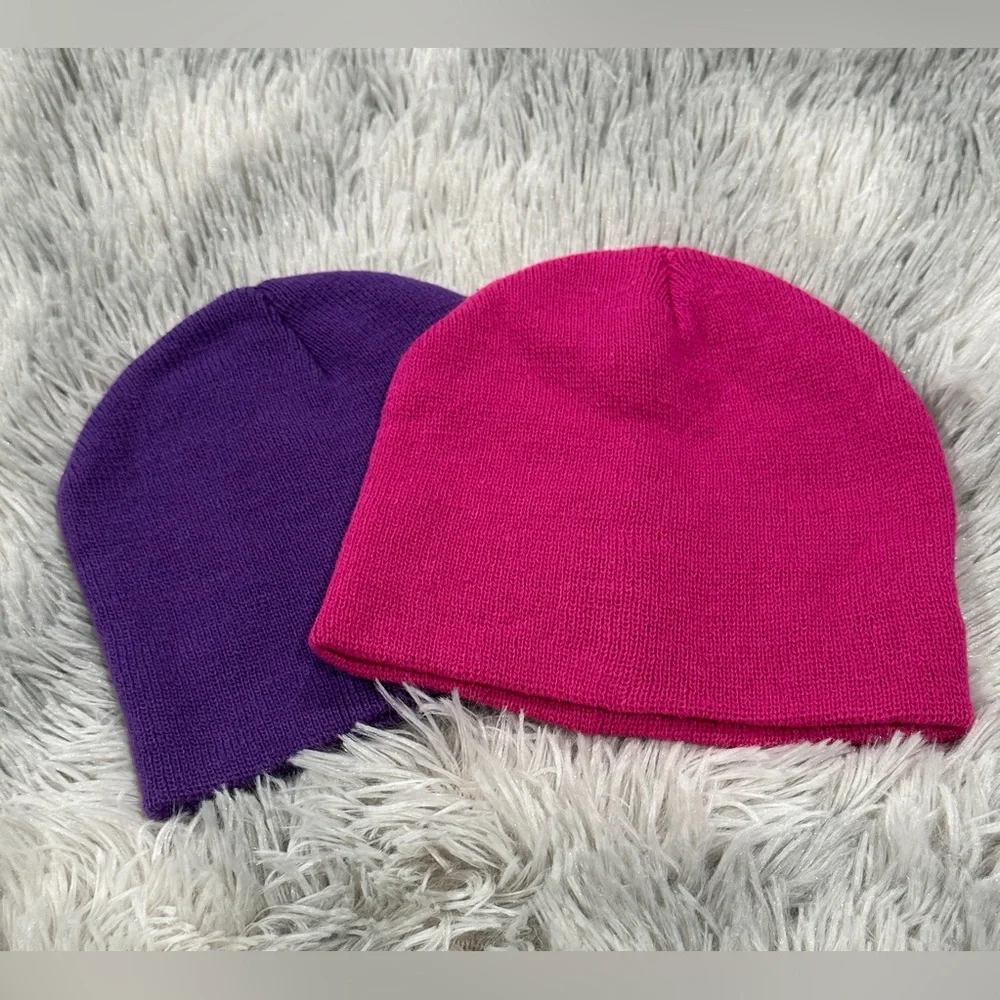 Purple and Pink Knit Beanies